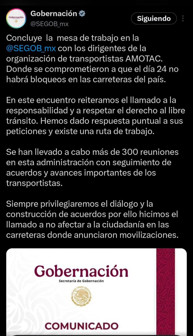 Gobierno del estado llama a respetar acuerdos con la federación ante bloqueo parcial en la carretera México -Veracruz